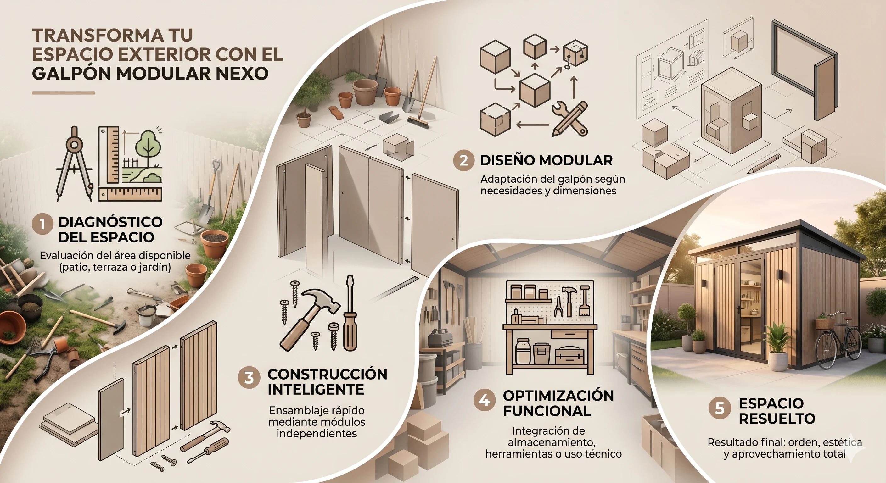 Proceso de construcción del galpón Nexo: diagnóstico, diseño modular, construcción, optimización y espacio resuelto