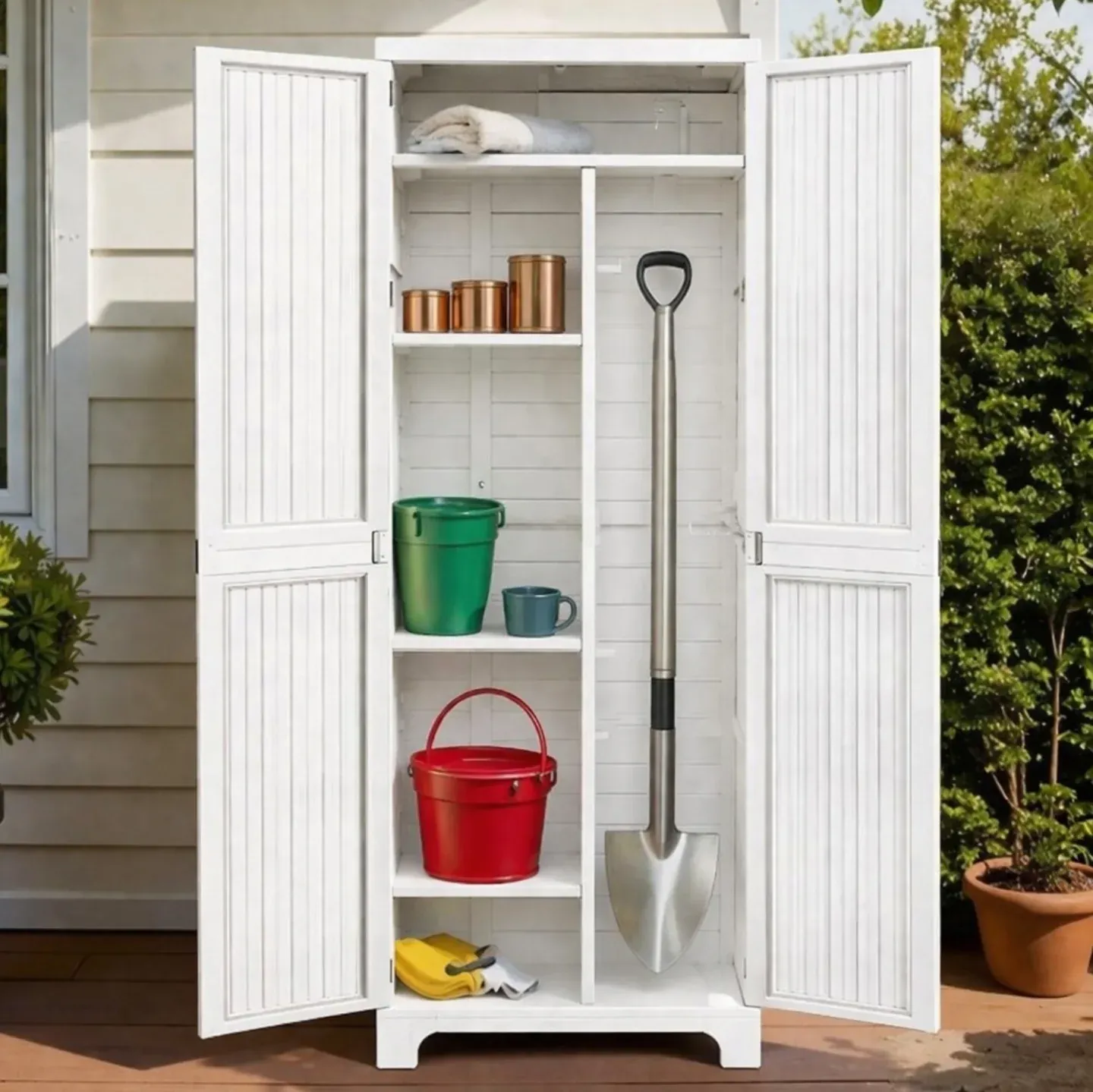 Taller exterior en blanco